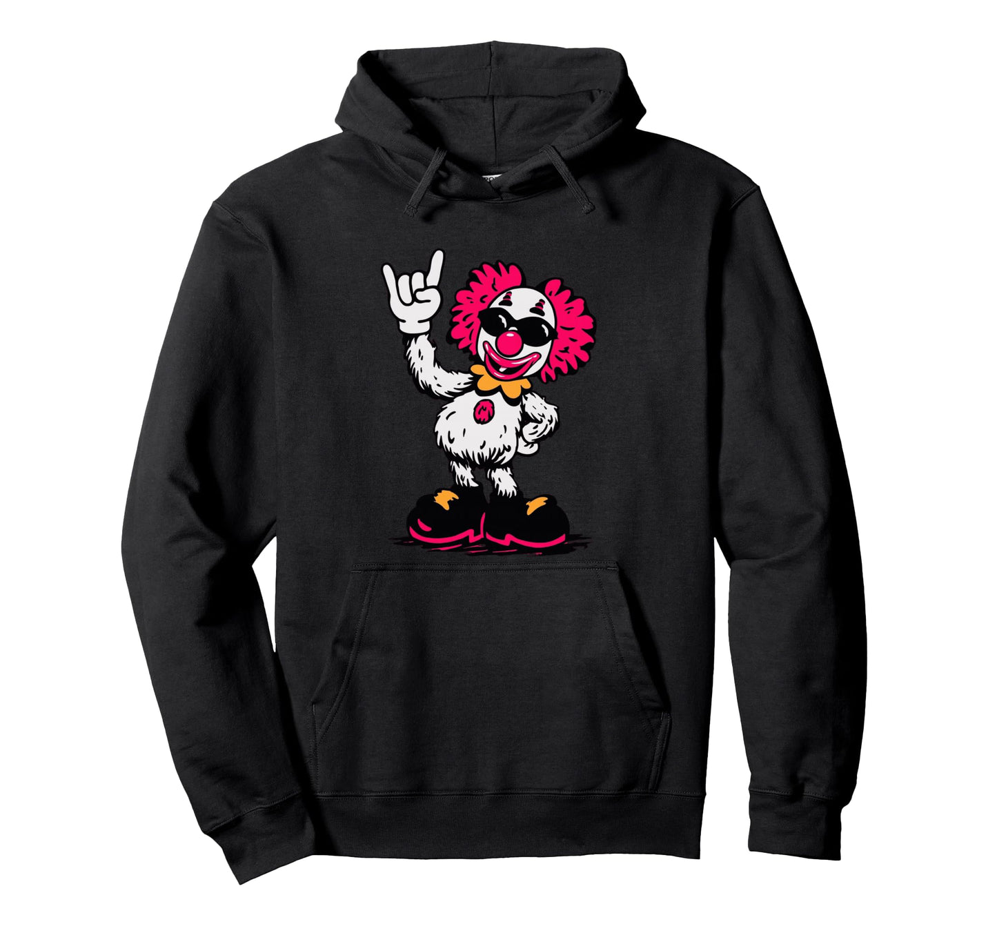 Clown Rock Hand Sign Punk Comic Hoodie - Fun Novelty Design Men Women - T-Shirt, Sweatshirt, Hoodie