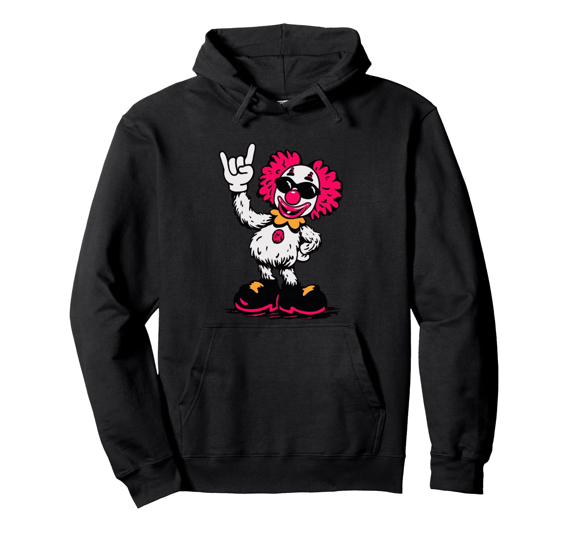 Clown Rock Hand Sign Punk Comic Hoodie - Fun Novelty Design Men Women - T-Shirt, Sweatshirt, Hoodie