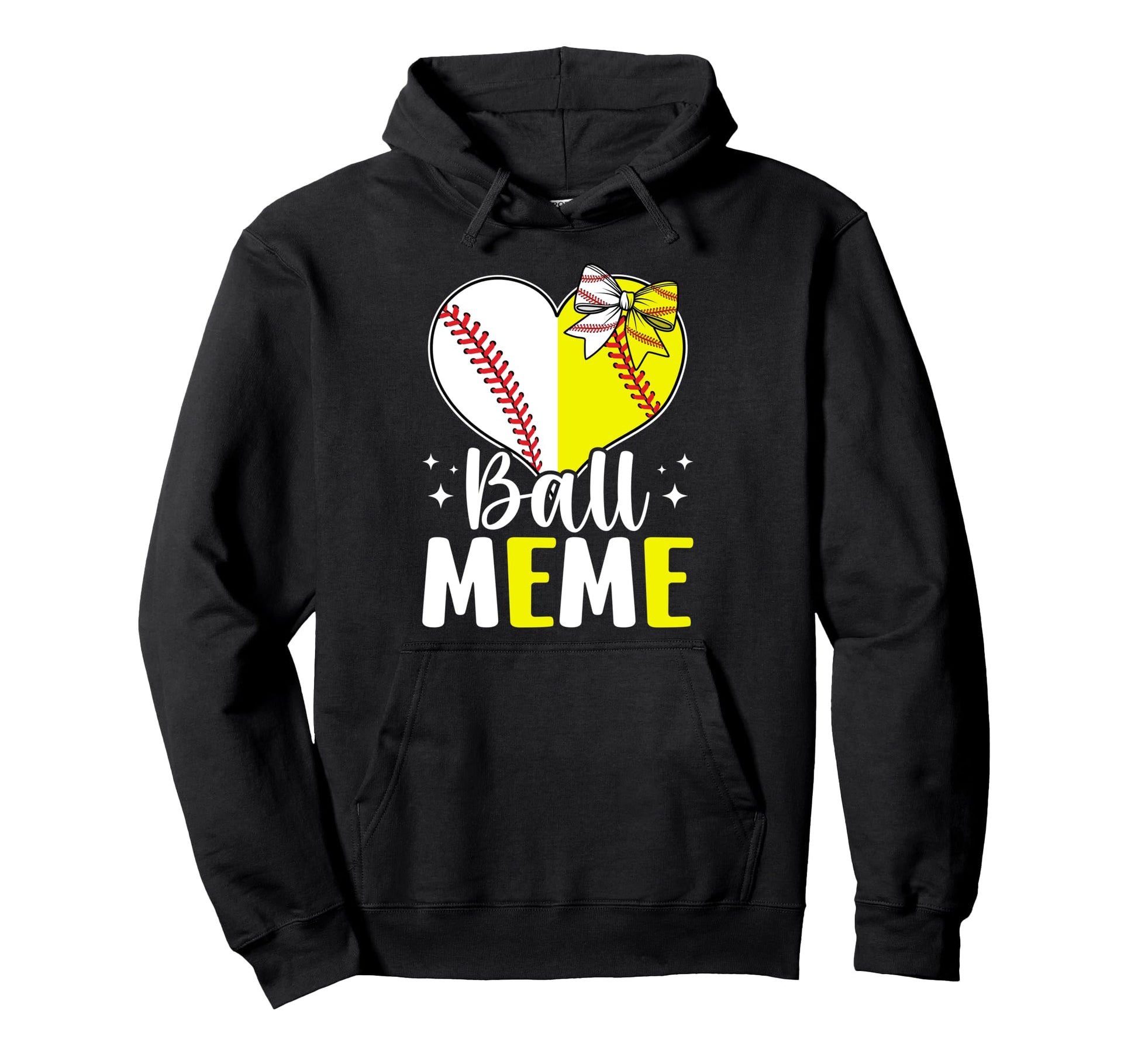 Ball Meme Heart Softball Baseball Meme Hoodie - Unique Graphic Men Women - T-Shirt, Sweatshirt, Hoodie
