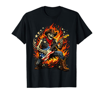 American Flag Guitar Skeleton Country T-Shirt - Graphic Print Men Women - T-Shirt, Sweatshirt, Hoodie