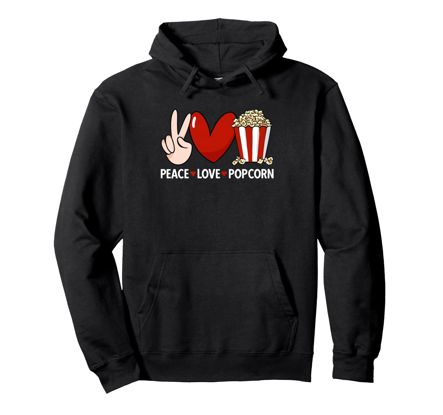 Popcorn Movie Night Snack Peace Love Hoodie - Aesthetic Graphic for Adults - T-Shirt, Sweatshirt, Hoodie