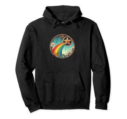 Shooting Star Rainbow Illustration Hoodie - Fun Novelty Design Men Women - T-Shirt, Sweatshirt, Hoodie