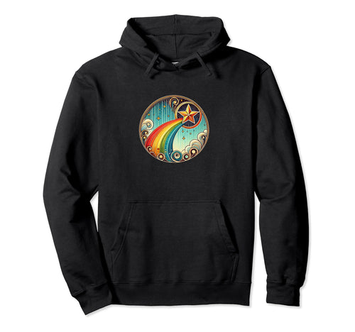 Shooting Star Rainbow Illustration Hoodie - Fun Novelty Design Men Women - T-Shirt, Sweatshirt, Hoodie