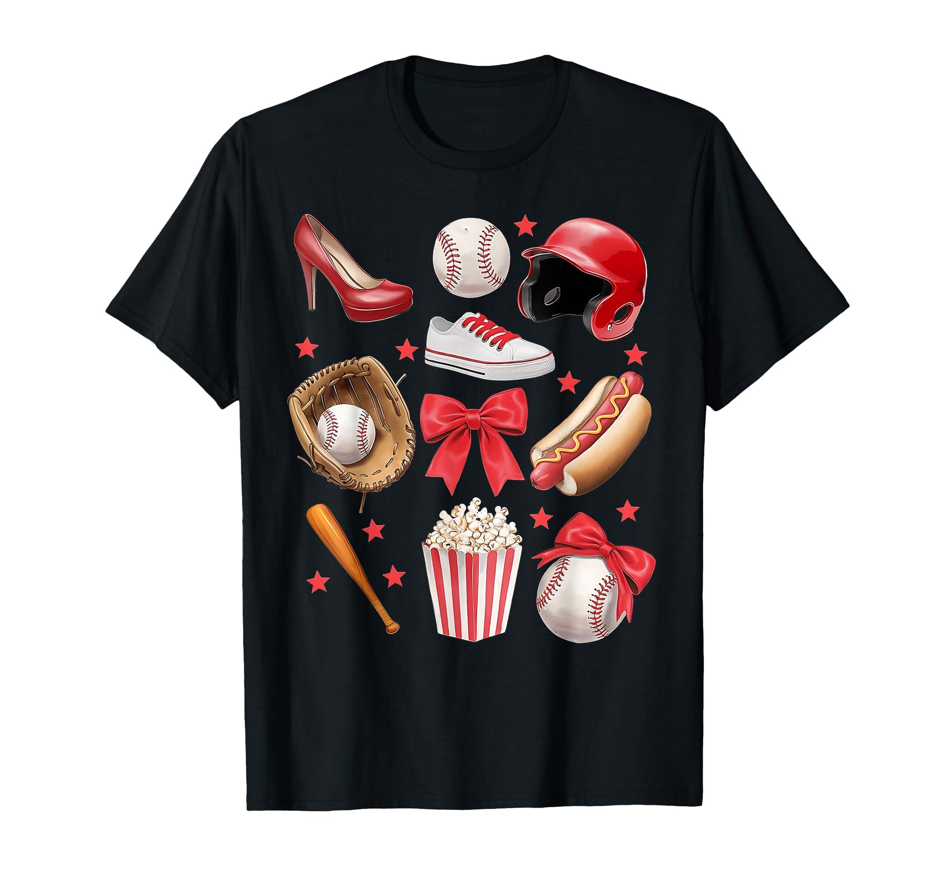 Baseball Mom Coquette Bow Mothers Day T-Shirt - Graphic Print Unisex - T-Shirt, Sweatshirt, Hoodie