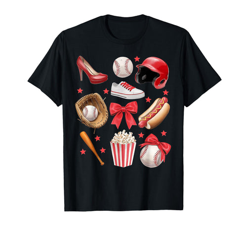 Baseball Mom Coquette Bow Mothers Day T-Shirt - Graphic Print Unisex - T-Shirt, Sweatshirt, Hoodie