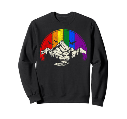 Lgbtq Rainbow Mountain Adventure Sweatshirt - Trendy Graphic Men Women - T-Shirt, Sweatshirt, Hoodie