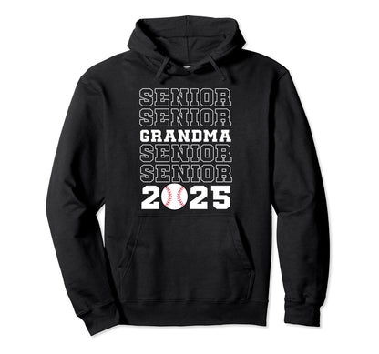 Class 2025 Baseball Grandma Senior Hoodie - Graphic Print for Adults - T-Shirt, Sweatshirt, Hoodie