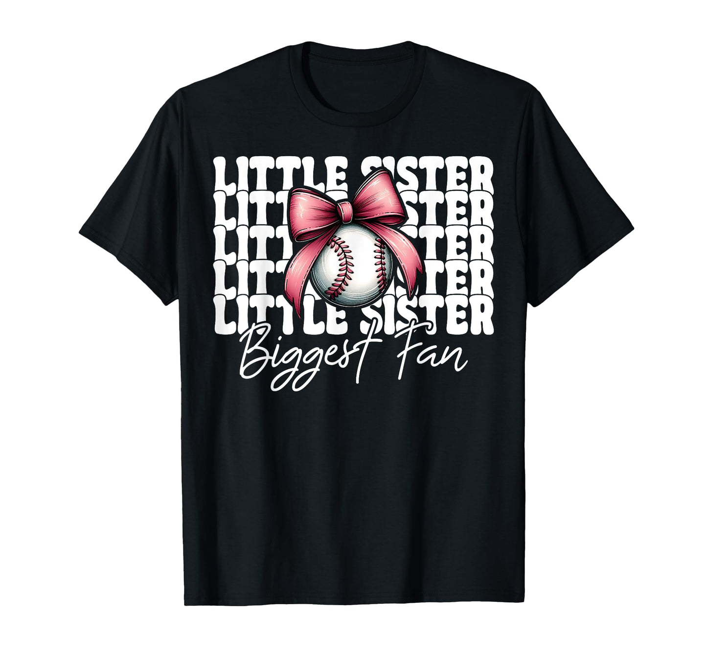 Baseball Sister Coquette Bow Little Sister T-Shirt - Unique Graphic Unisex - T-Shirt, Sweatshirt, Hoodie
