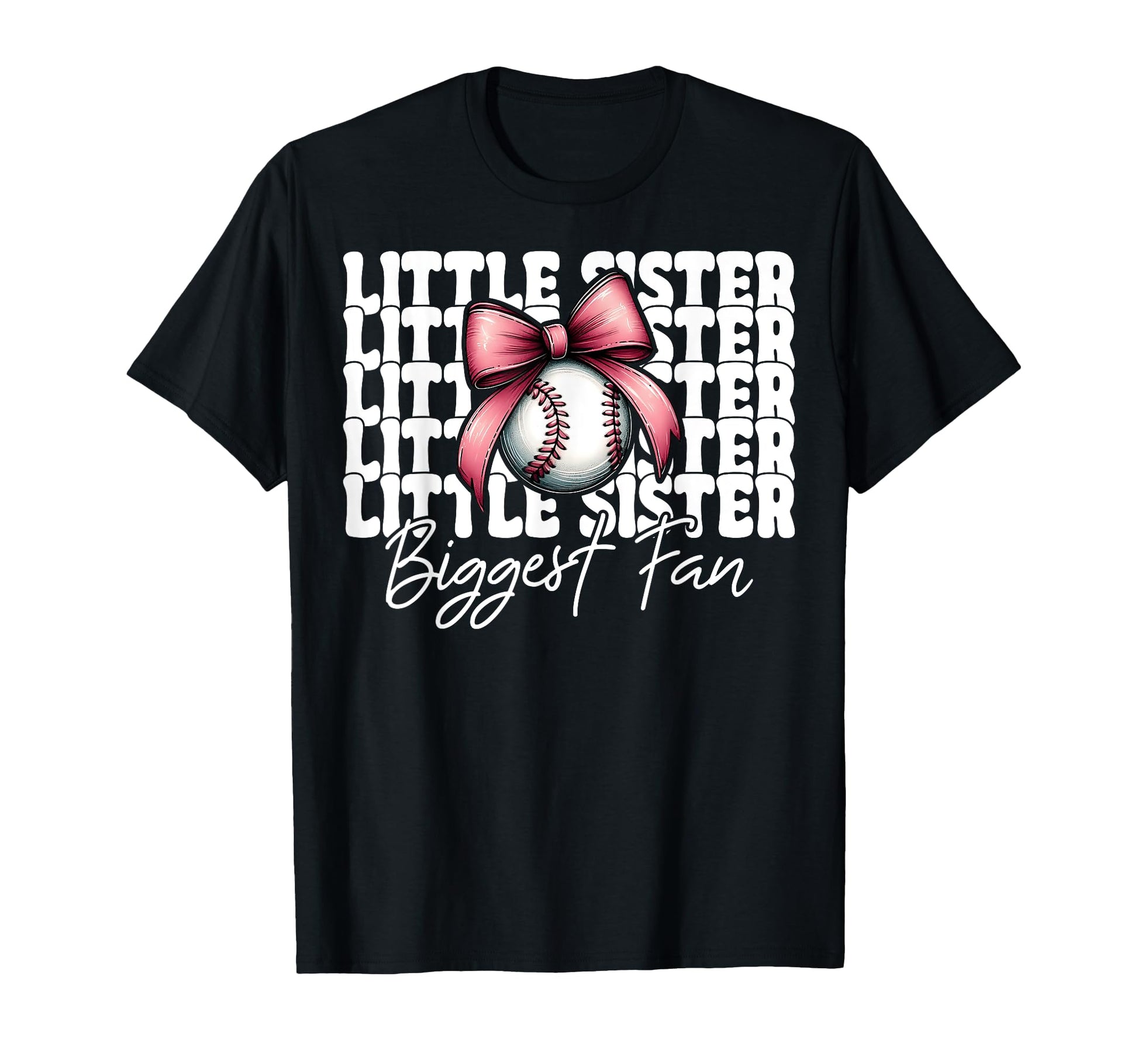 Baseball Sister Coquette Bow Little Sister T-Shirt - Unique Graphic Unisex - T-Shirt, Sweatshirt, Hoodie