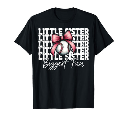 Baseball Sister Coquette Bow Little Sister T-Shirt - Unique Graphic Unisex - T-Shirt, Sweatshirt, Hoodie