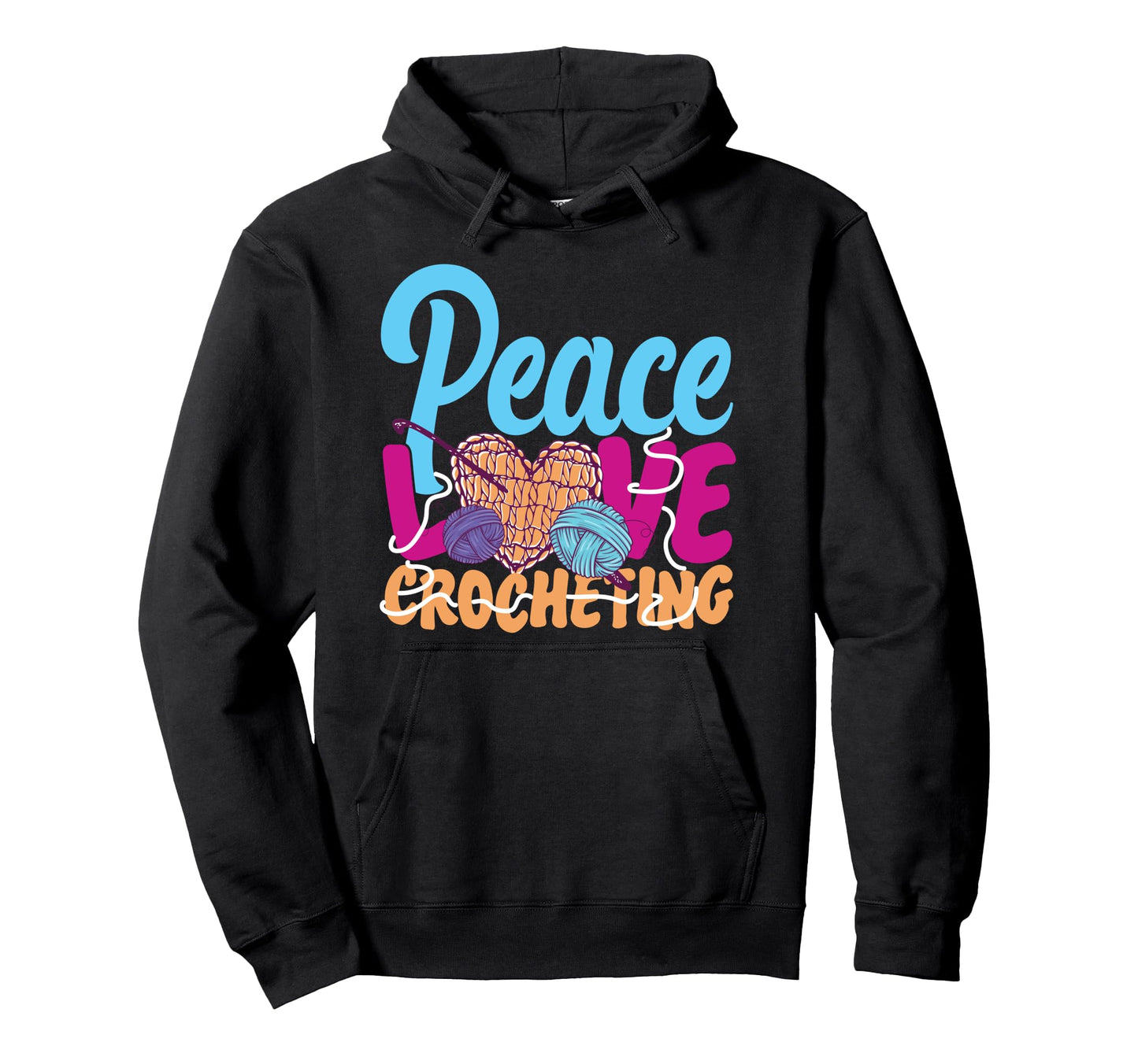 Crocheting Female Peace Love Crocheting Hoodie - Novelty Apparel Men Women - T-Shirt, Sweatshirt, Hoodie