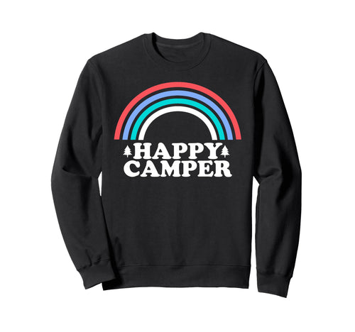Happy Camper Rainbow Outdoors Sweatshirt - Novelty Apparel for Adults - T-Shirt, Sweatshirt, Hoodie