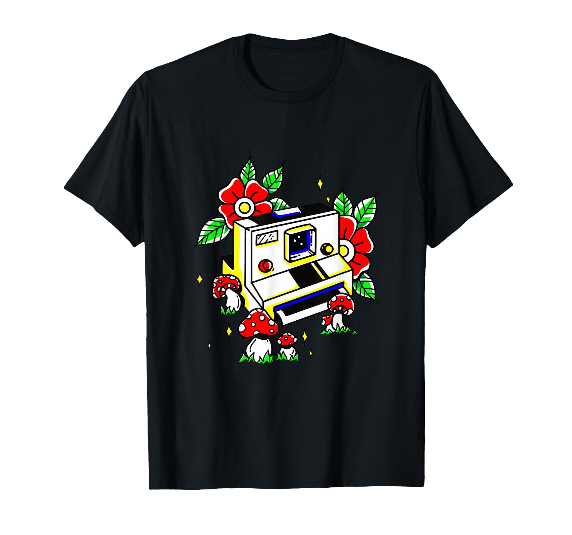 Camera Amanita Muscaria Mushrooms T-Shirt - Trendy Graphic Unisex - T-Shirt, Sweatshirt, Hoodie