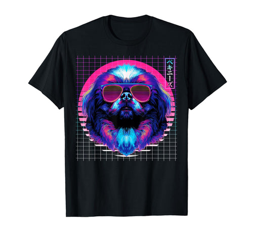 Pekingese Sunglasses Dog Vaporwave T-Shirt - Streetwear Style Men Women - T-Shirt, Sweatshirt, Hoodie