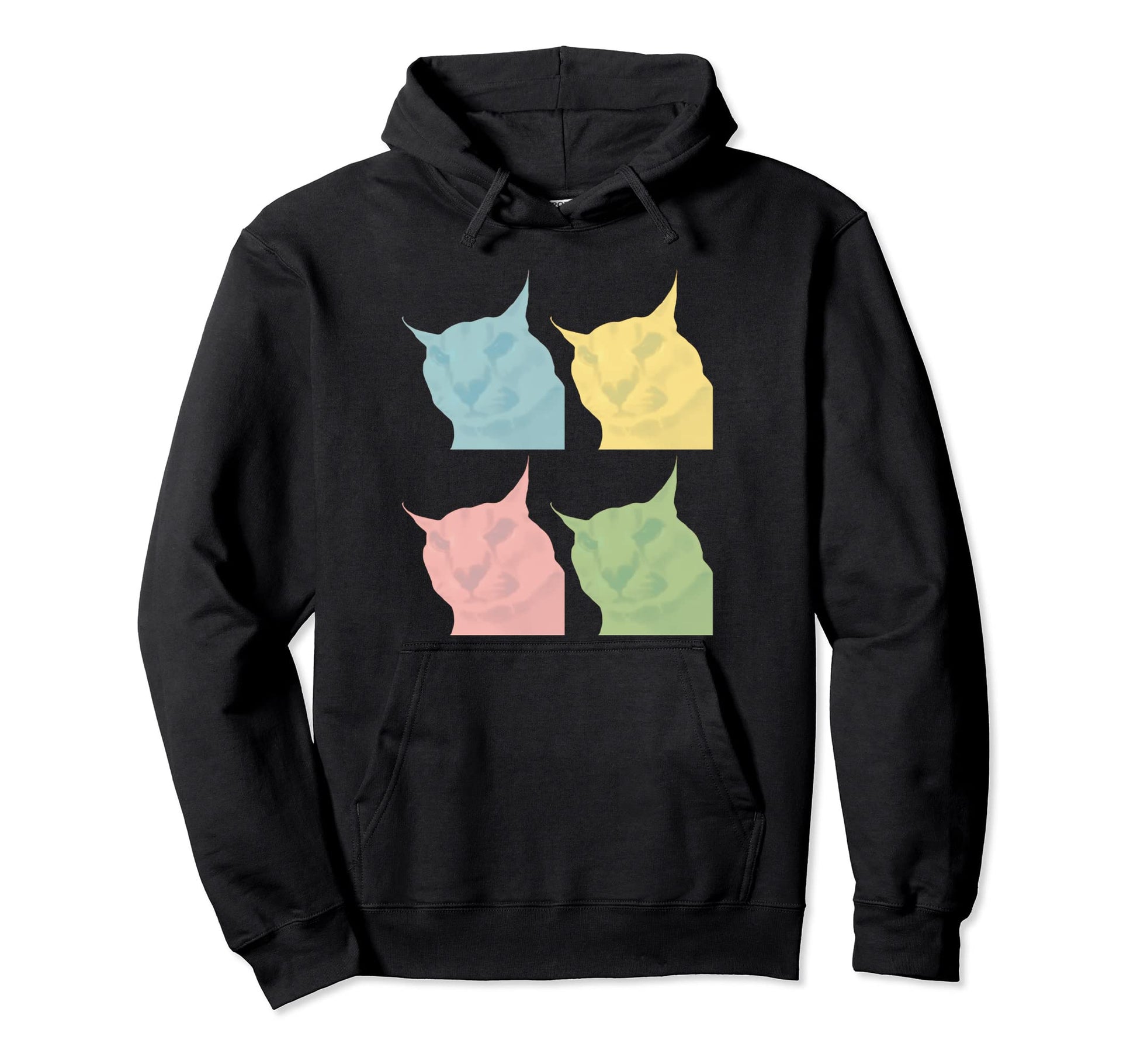 Big Floppa Meme Cat Vaporwave Hoodie - Casual Everyday Wear Men Women - T-Shirt, Sweatshirt, Hoodie