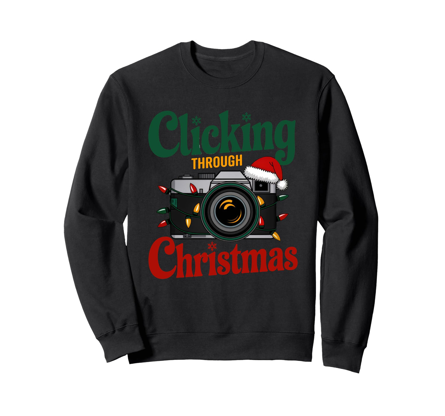Clicking Through Camera Holiday Light Sweatshirt - Trendy Graphic Men Women - T-Shirt, Sweatshirt, Hoodie