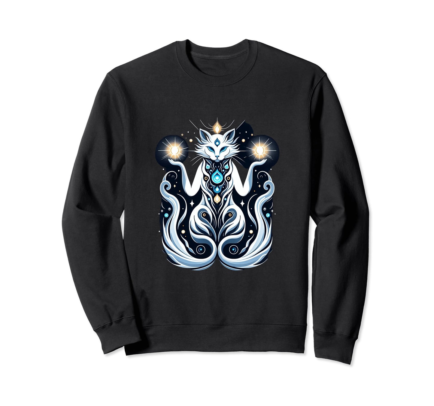 Angelic Cat Light Spirit Boho Surreal Sweatshirt - Graphic Print Men Women - T-Shirt, Sweatshirt, Hoodie