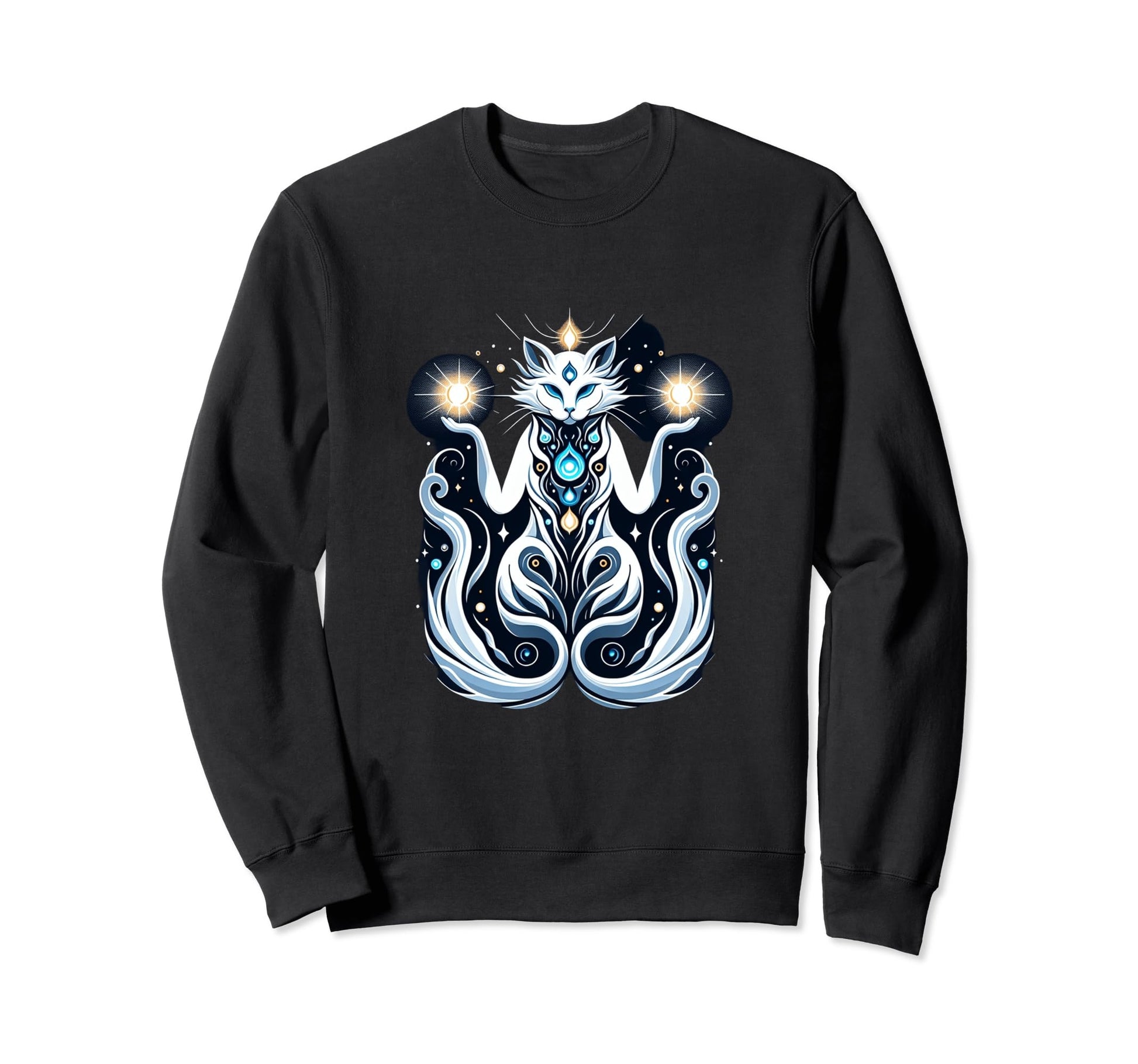 Angelic Cat Light Spirit Boho Surreal Sweatshirt - Graphic Print Men Women - T-Shirt, Sweatshirt, Hoodie