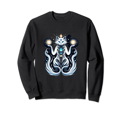 Angelic Cat Light Spirit Boho Surreal Sweatshirt - Graphic Print Men Women - T-Shirt, Sweatshirt, Hoodie