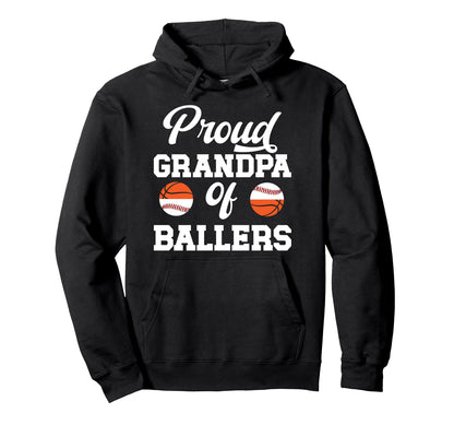 Proud Grandpa Ballers Baseball Hoodie - Unique Graphic for Adults - T-Shirt, Sweatshirt, Hoodie