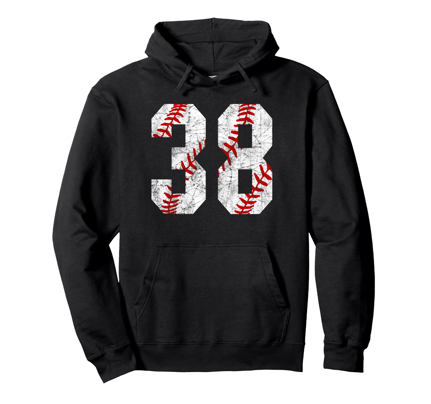 Distressed Baseball Number 38 Jersey Hoodie - Aesthetic Graphic for Adults - T-Shirt, Sweatshirt, Hoodie