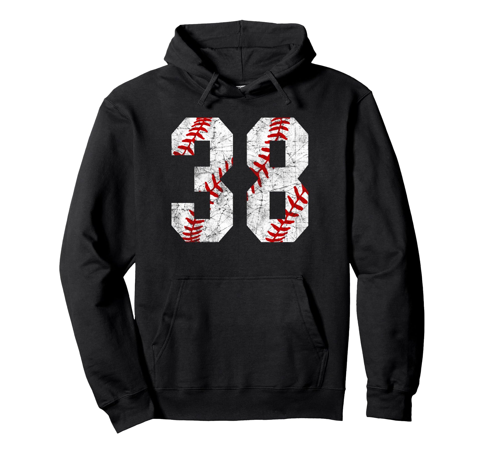 Distressed Baseball Number 38 Jersey Hoodie - Aesthetic Graphic for Adults - T-Shirt, Sweatshirt, Hoodie