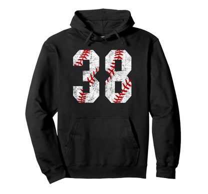 Distressed Baseball Number 38 Jersey Hoodie - Aesthetic Graphic for Adults - T-Shirt, Sweatshirt, Hoodie