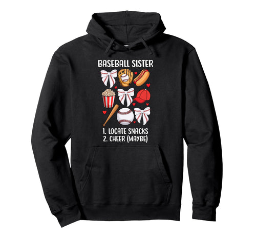 Baseball Sister Coquette Bow Game Day Hoodie - Custom Art Print Unisex - T-Shirt, Sweatshirt, Hoodie