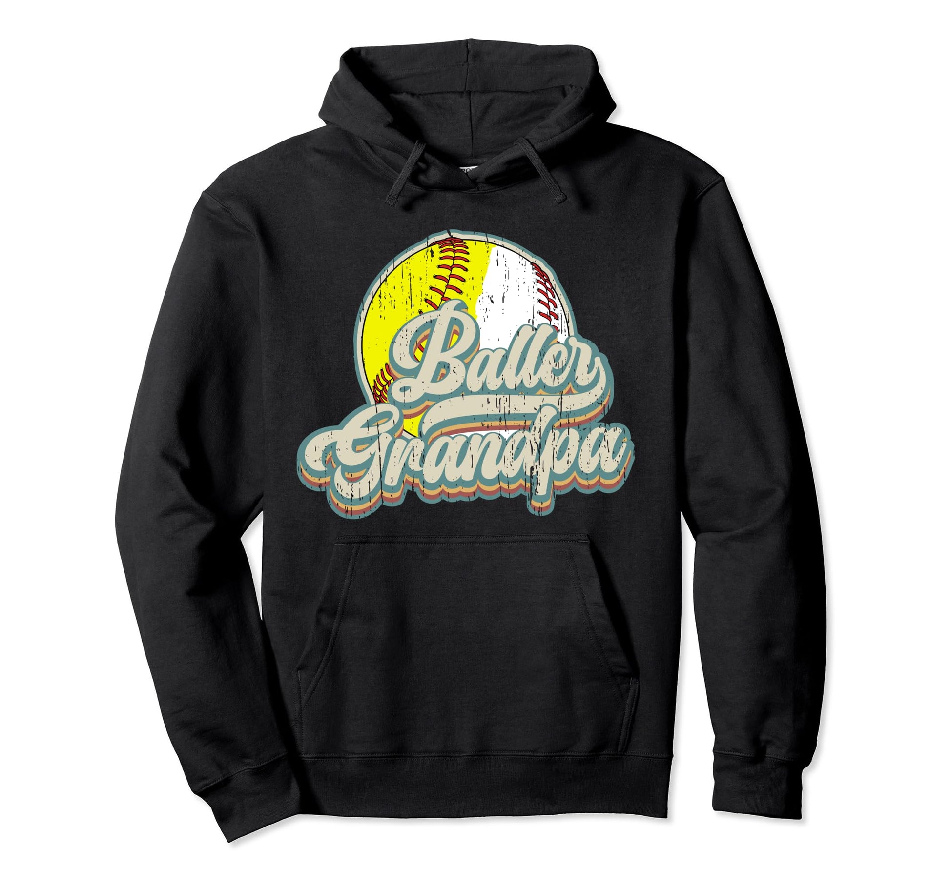Baller Grandpa Softball Baseball Hoodie - Aesthetic Graphic for Adults - T-Shirt, Sweatshirt, Hoodie