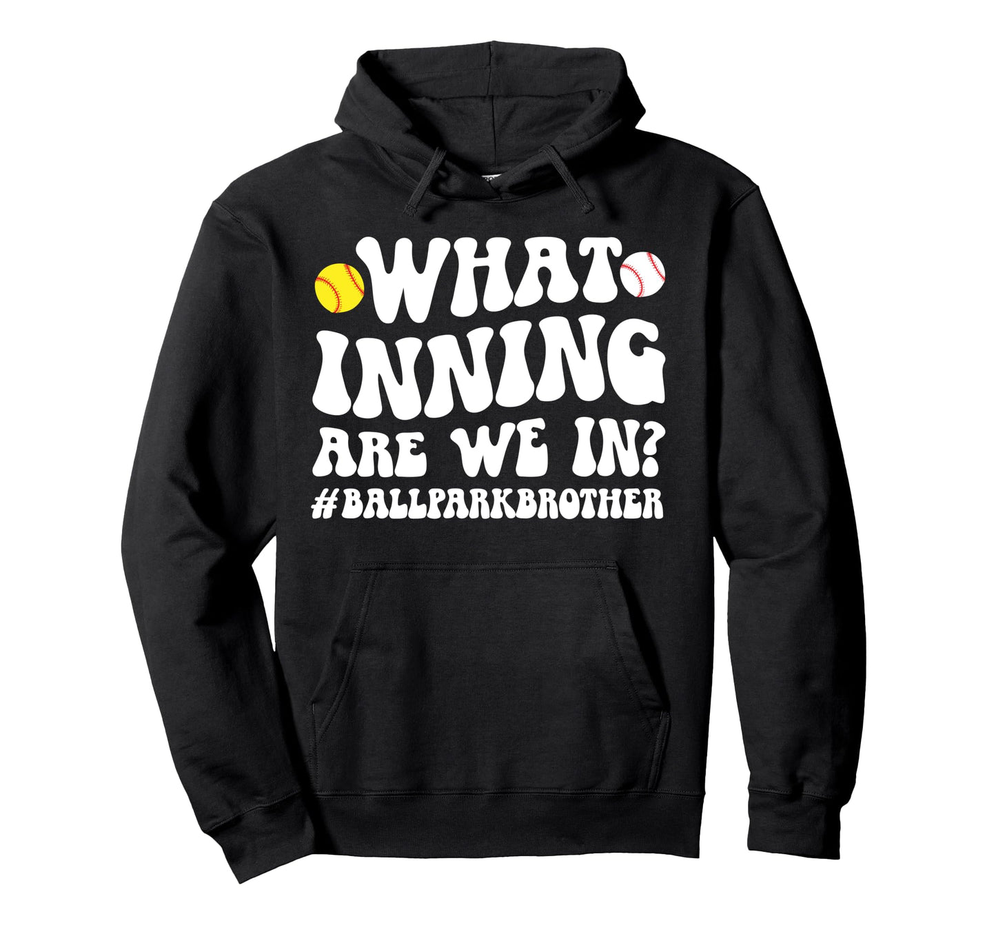 Ballpark Brother Groovy Softball Baseball Hoodie - Unique Graphic Unisex - T-Shirt, Sweatshirt, Hoodie