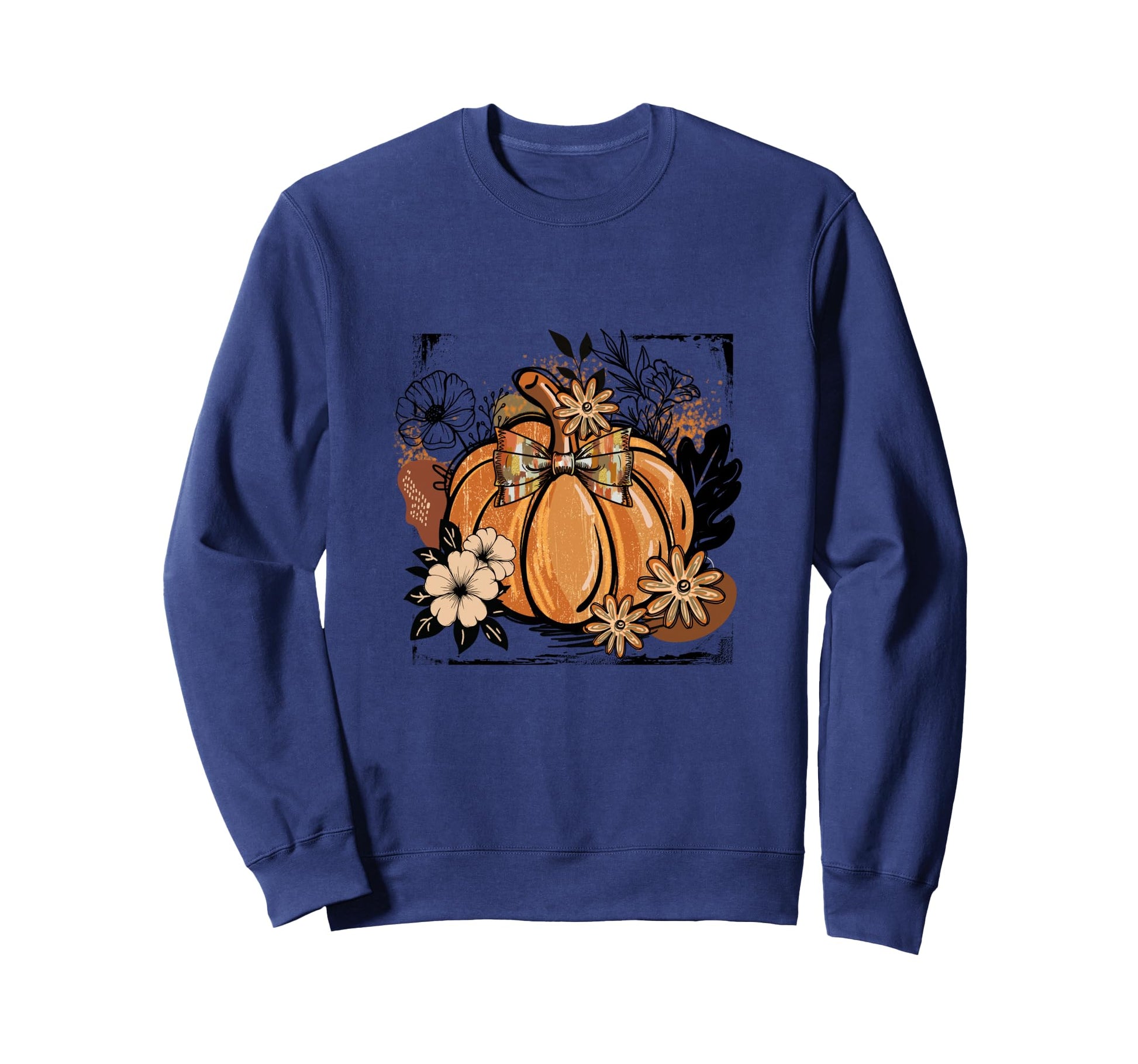 Boho Pumpkin Bow Floral Fall Sweatshirt - Graphic Print Unisex - T-Shirt, Sweatshirt, Hoodie