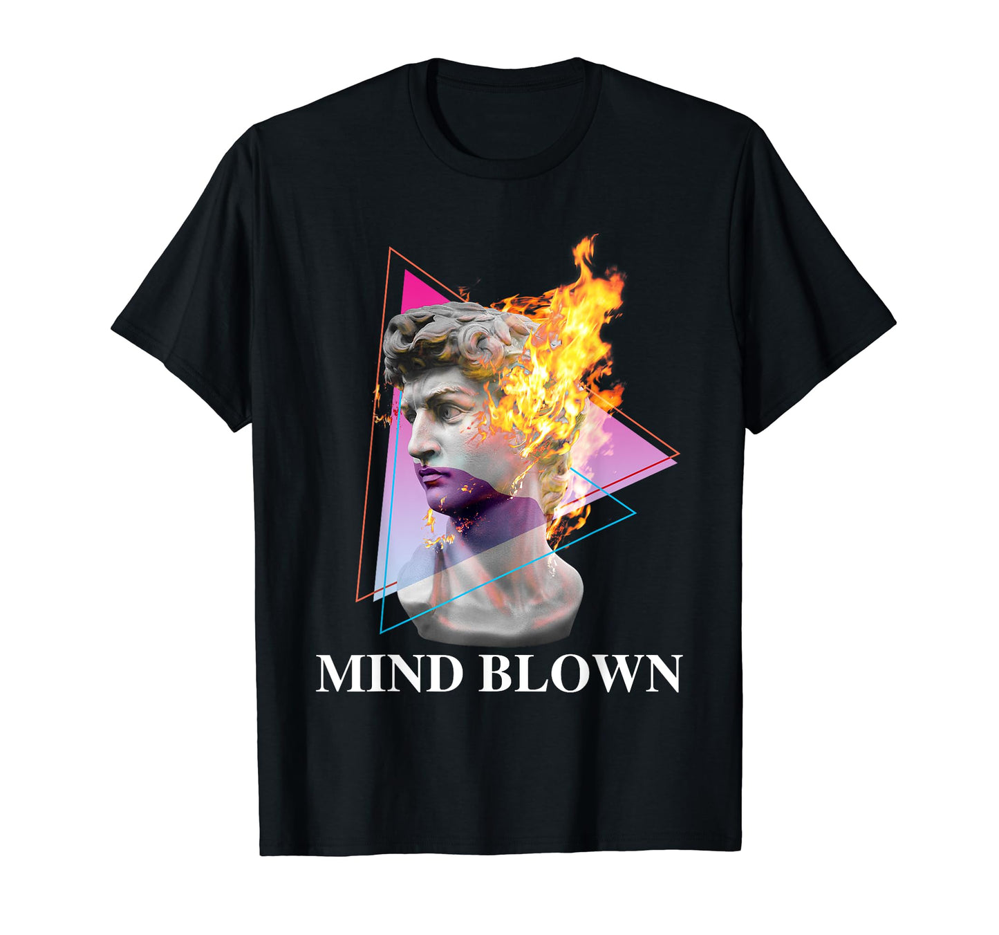 Statue David Ghost Blown Fire Vaporwave T-Shirt - Custom Art Print Unisex - T-Shirt, Sweatshirt, Hoodie
