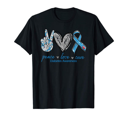 Diabetes Awareness Peace Love Cure T-Shirt - Unique Graphic for Adults - T-Shirt, Sweatshirt, Hoodie