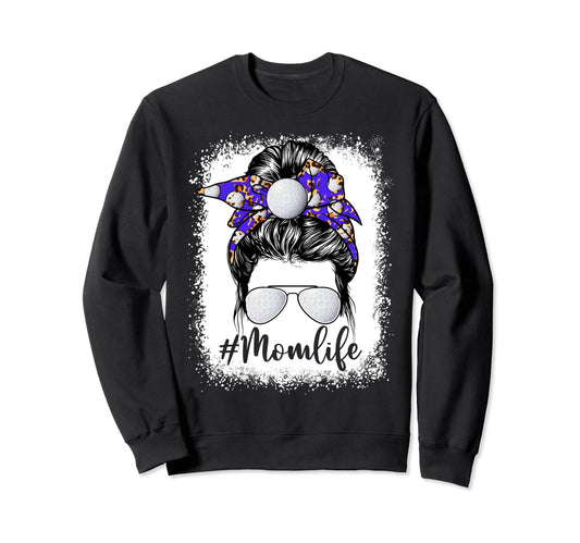 Golf Mom Life Messy Bun Game Day Sweatshirt - Custom Art Print for Adults - T-Shirt, Sweatshirt, Hoodie
