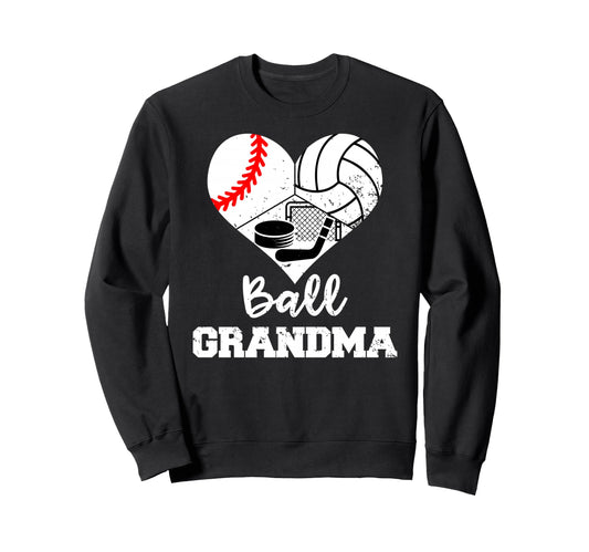 Ball Grandma Heart Funny Baseball Sweatshirt - Trendy Graphic Unisex - T-Shirt, Sweatshirt, Hoodie