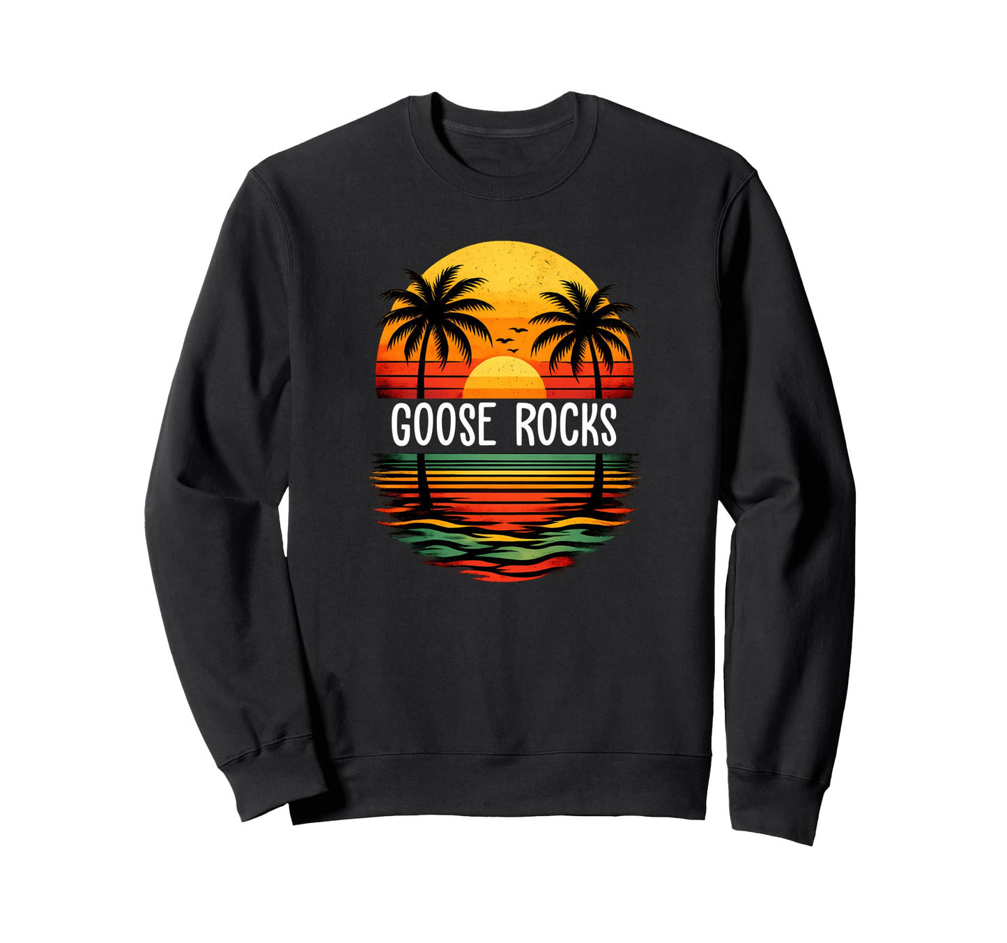 Ocean Wave Sunset Palm Tree Goose Sweatshirt - Novelty Apparel Unisex - T-Shirt, Sweatshirt, Hoodie