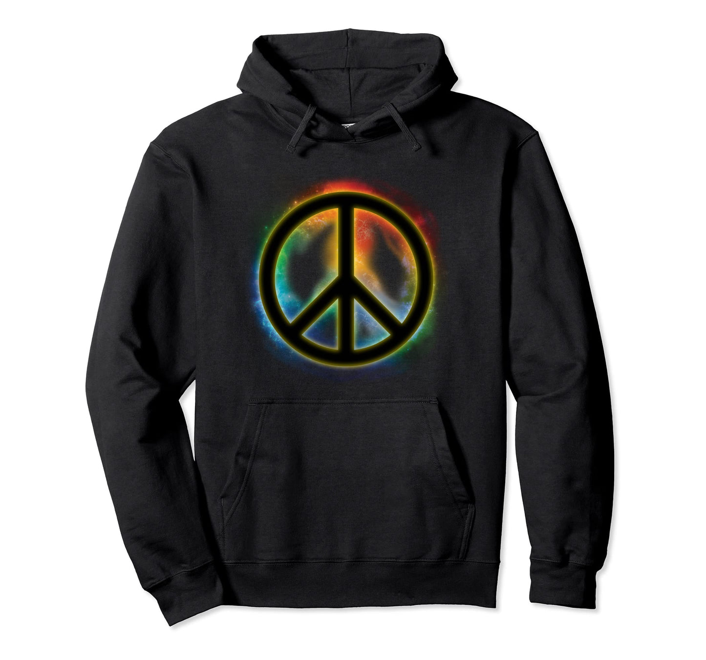 Peace Sign Rainbow Celestial Peace Hoodie - Fun Novelty Design for Adults - T-Shirt, Sweatshirt, Hoodie