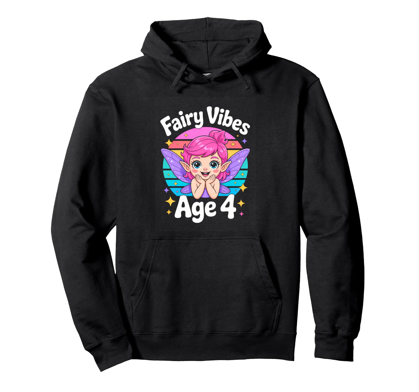 Fairy Vibes Age 4 Rainbow Fairy Hoodie - Unique Graphic Men Women - T-Shirt, Sweatshirt, Hoodie