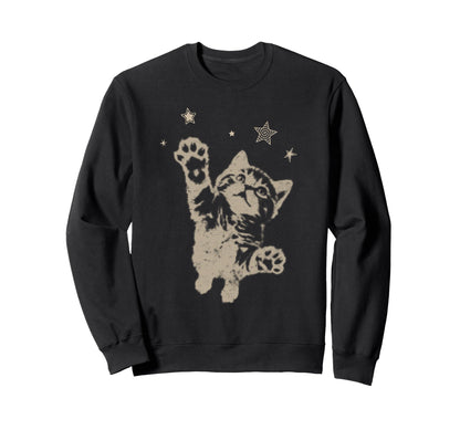 Y2K Cat Jumping Stars 90S 2000S Sweatshirt - Fun Novelty Design Unisex - T-Shirt, Sweatshirt, Hoodie
