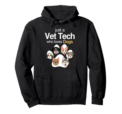 Vet Tech Who Loves Dogs Rainbow Dog Hoodie - Trendy Graphic for Adults - T-Shirt, Sweatshirt, Hoodie