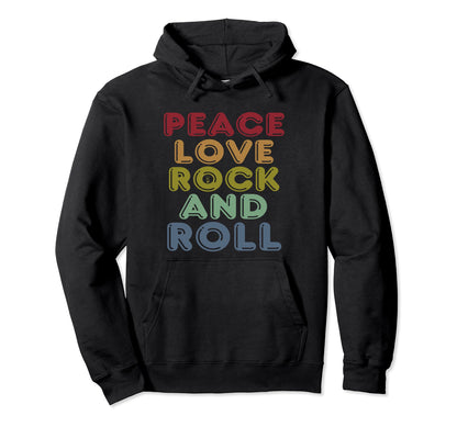 Peace Love Rock And Roll Distressed Hoodie - Streetwear Style for Adults - T-Shirt, Sweatshirt, Hoodie