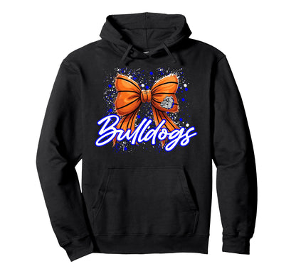 Blue Bulldogs Basketball Bow School Hoodie - Novelty Apparel for Adults - T-Shirt, Sweatshirt, Hoodie