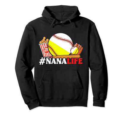 Nana Ballers Softball Baller Grandma Hoodie - Fun Novelty Design Men Women - T-Shirt, Sweatshirt, Hoodie