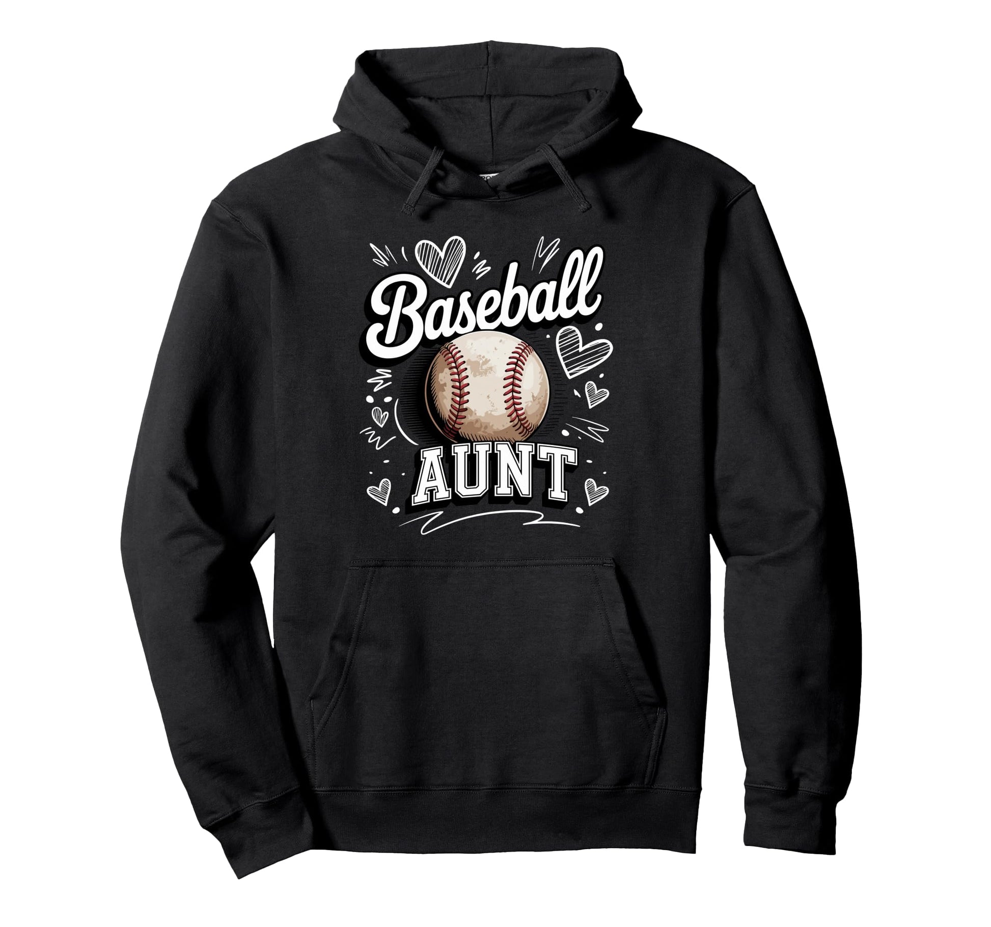 Baseball Aunt Heart Doodle Game Hoodie - Novelty Apparel for Adults - T-Shirt, Sweatshirt, Hoodie