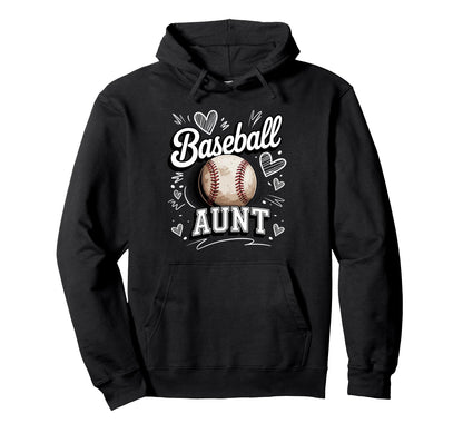 Baseball Aunt Heart Doodle Game Hoodie - Novelty Apparel for Adults - T-Shirt, Sweatshirt, Hoodie