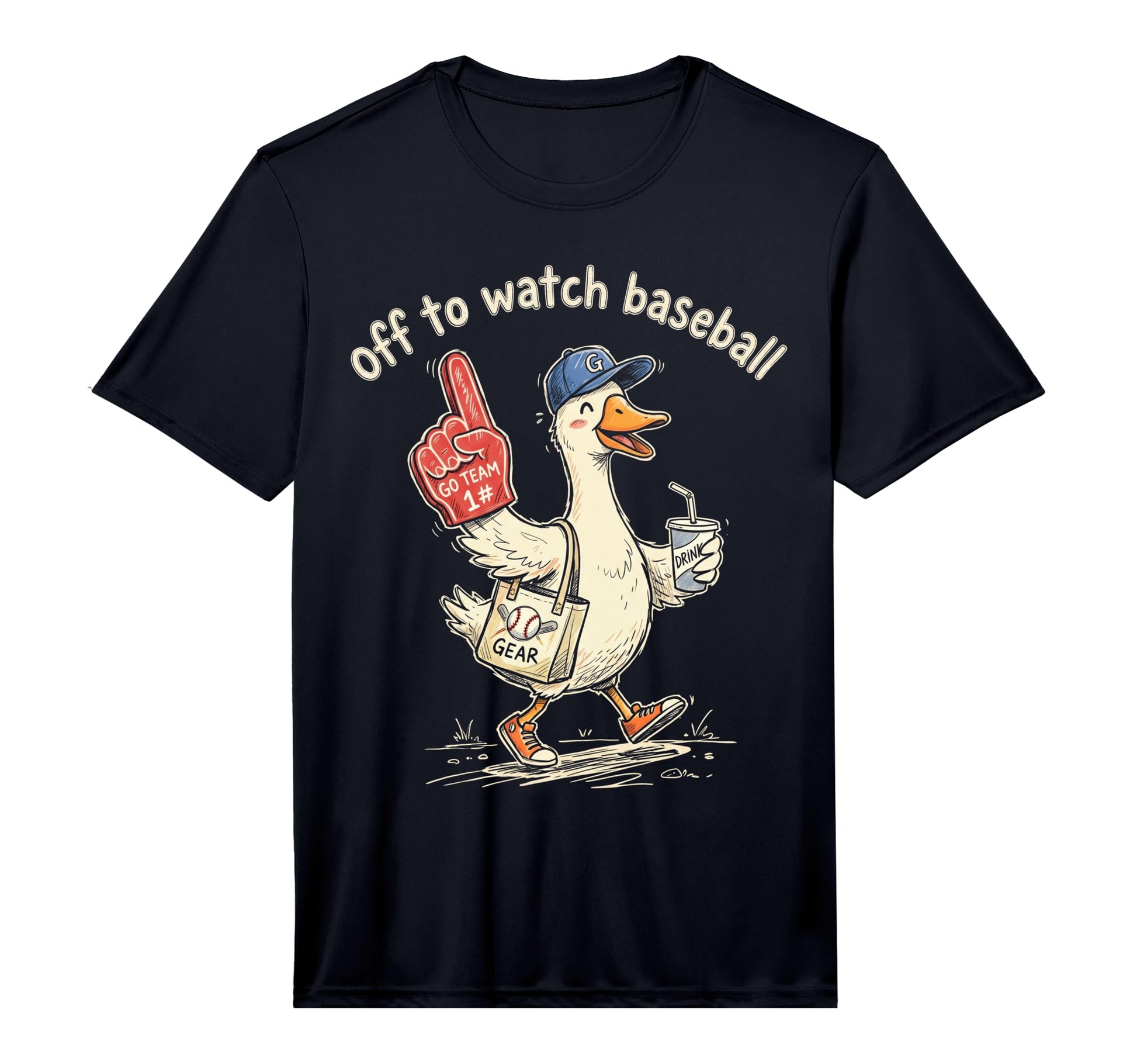 Off To Watch Basebal Silly Goose Funny T-Shirt - Streetwear Style Unisex - T-Shirt, Sweatshirt, Hoodie