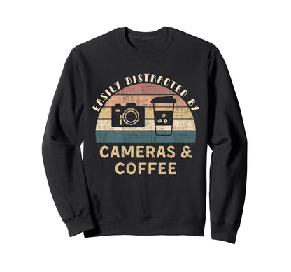 Easily Distracted Cameras Sweatshirt - Casual Everyday Wear Men Women - T-Shirt, Sweatshirt, Hoodie