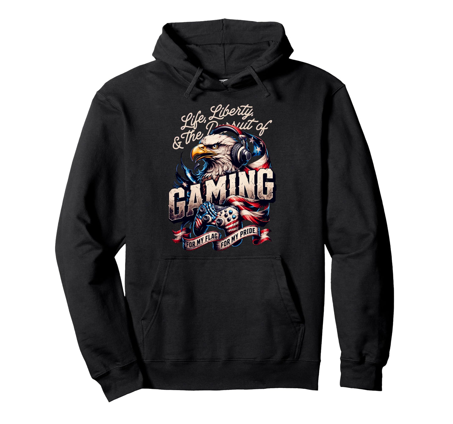Funny Patriotic Usa Gamer Usa Flag Proud Hoodie - Graphic Print Unisex - T-Shirt, Sweatshirt, Hoodie