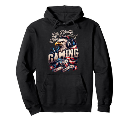 Funny Patriotic Usa Gamer Usa Flag Proud Hoodie - Graphic Print Unisex - T-Shirt, Sweatshirt, Hoodie