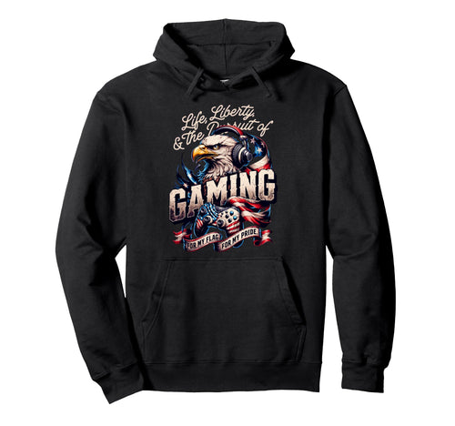 Funny Patriotic Usa Gamer Usa Flag Proud Hoodie - Graphic Print Unisex - T-Shirt, Sweatshirt, Hoodie